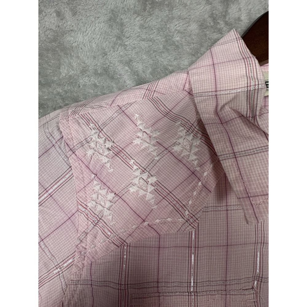 Ariat Real Rachel Bronco Snap Button Front Long Sleeve Western Pink Plaid Small - Picture 6 of 14